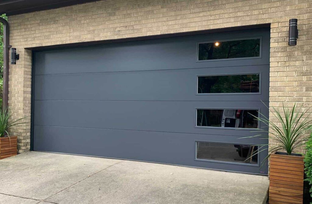 Slate gray flush garage door